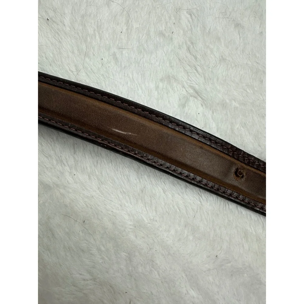 Columbia Mens‎ Brown Leather Belt Silver Buckle Stitched Logo
